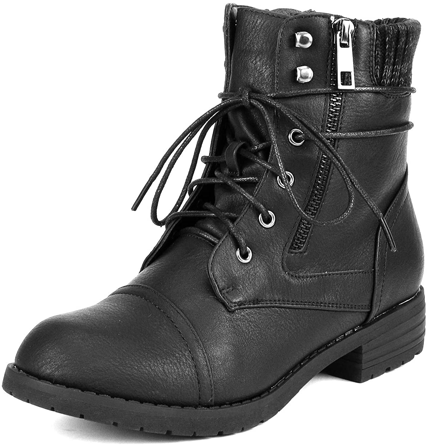 Black-Womens-Lace-Up-Combat-Ankle-Boots-1