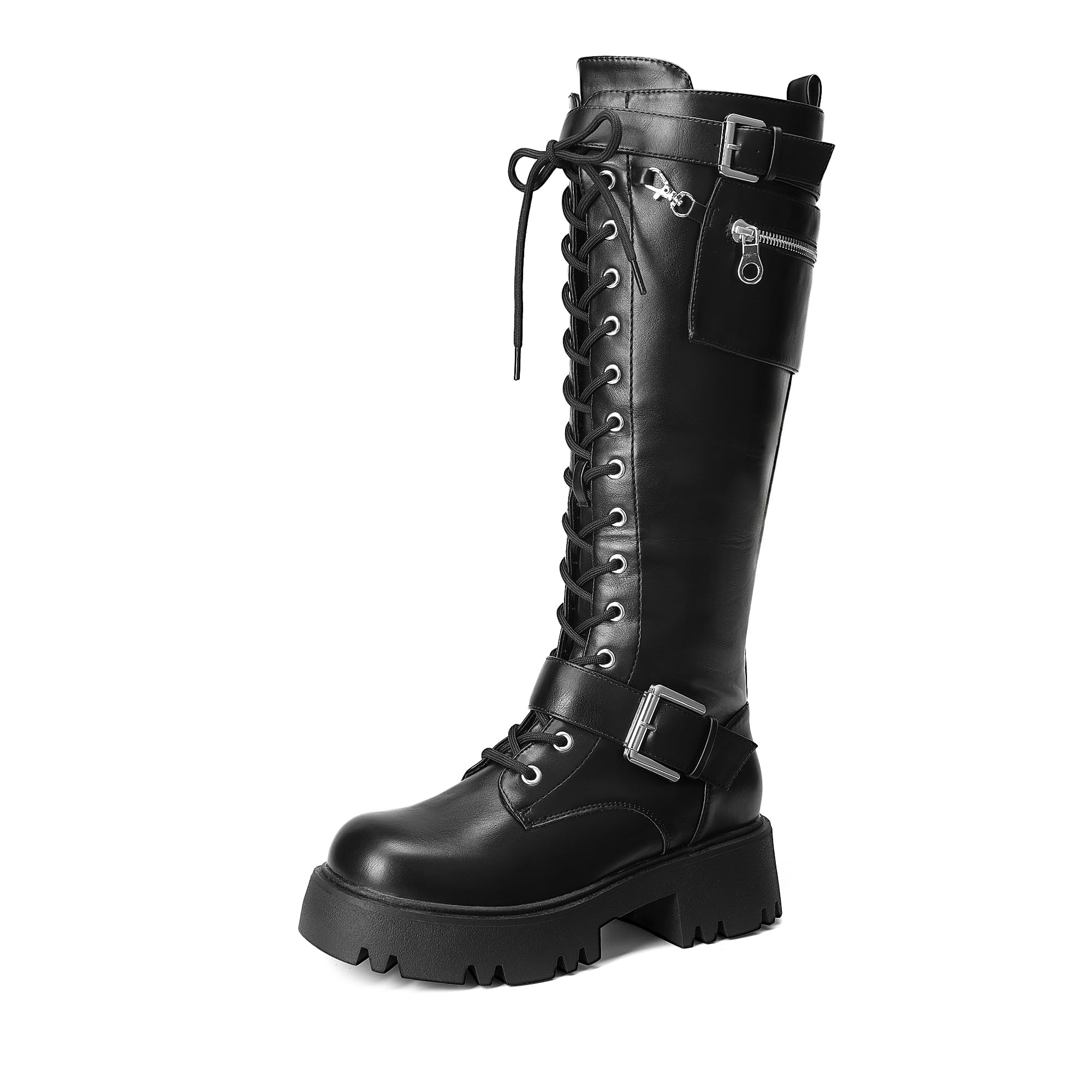 Black-Womens-Platform-Lace-Up-Boots-1