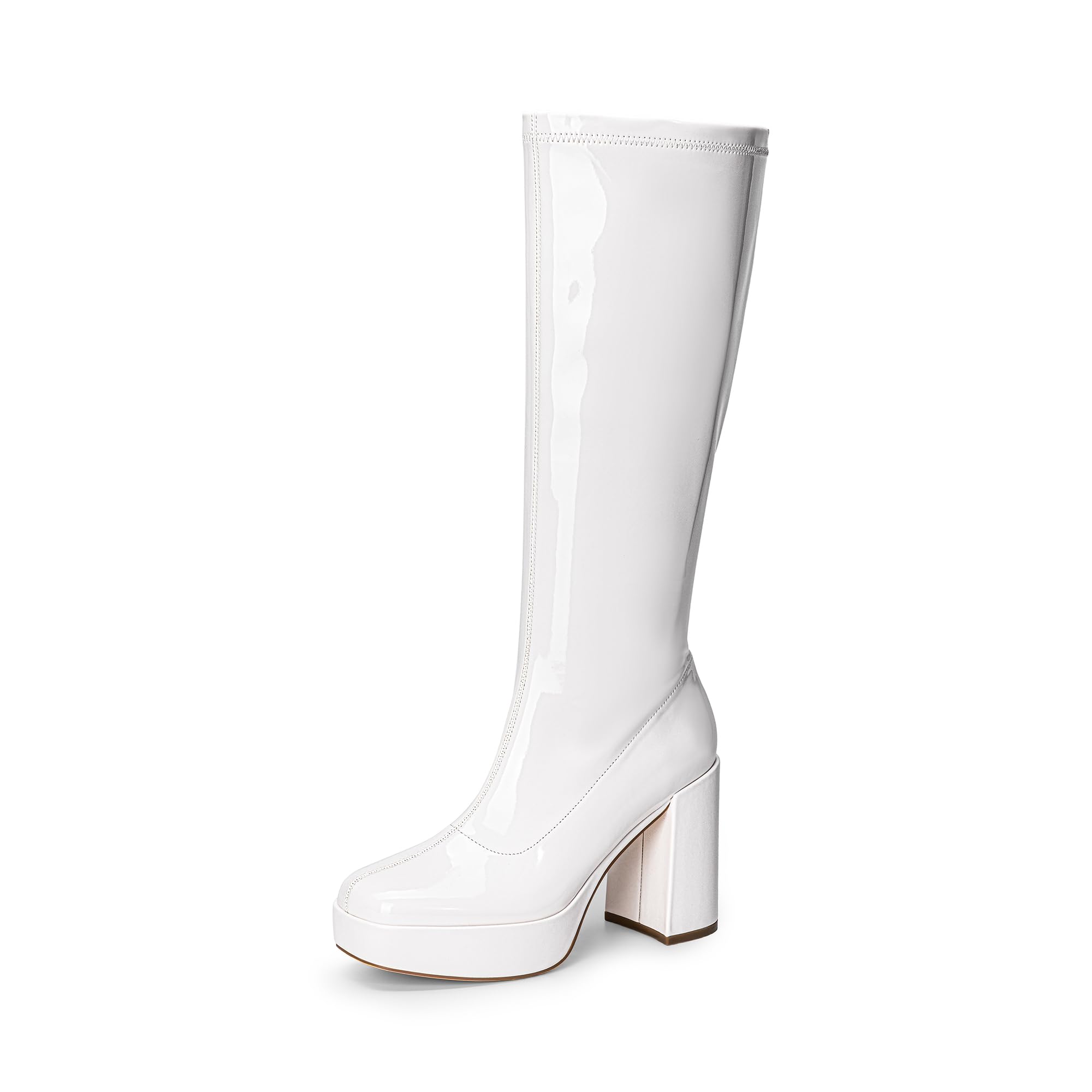 Womens-Platform-Knee-High-Boots-White-1