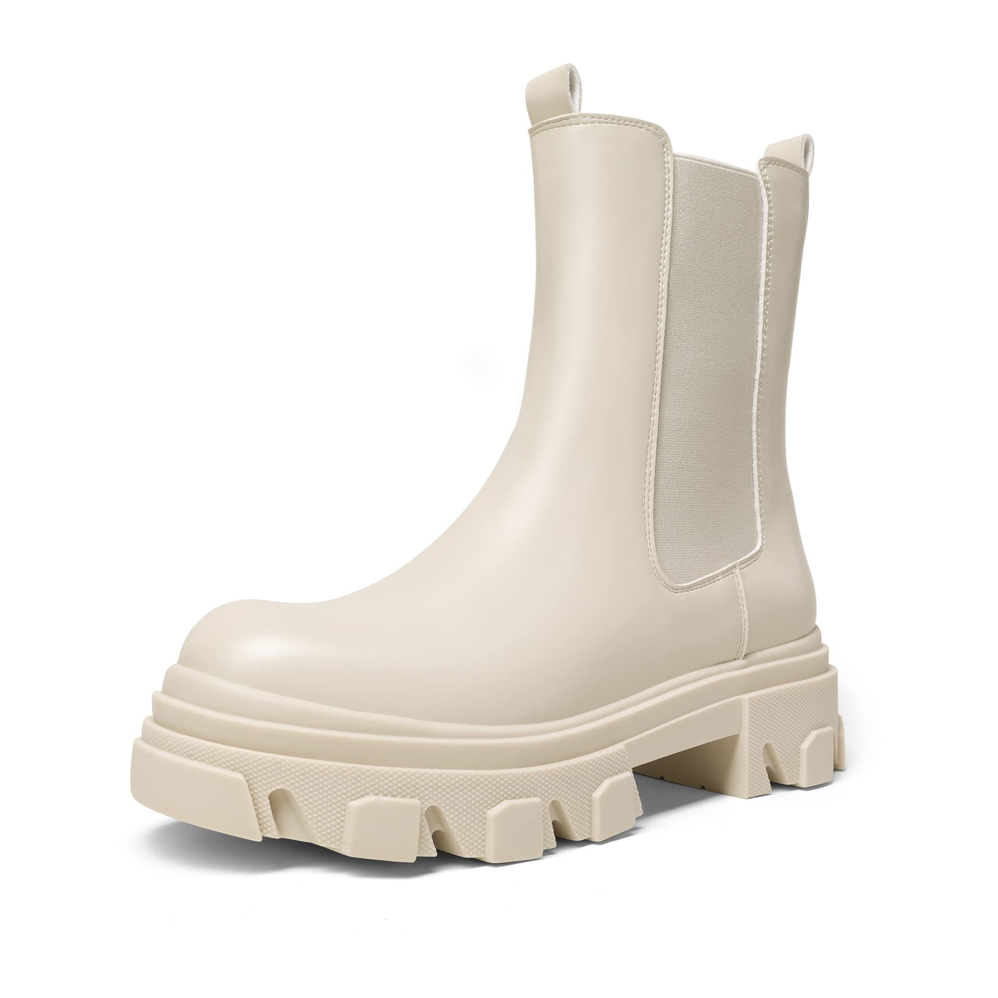 Womens-Platform-Mid-Calf-White-Pu-Ankle-Boots-1